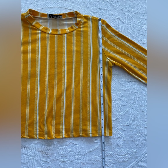 Adara Mustard Yellow Stripe Crop Top - Picture 3 of 6